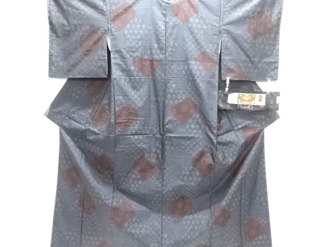 JAPANESE KIMONO / DORO OSHIMA TSUMUGI / UNUSED / WOVEN FLOWER